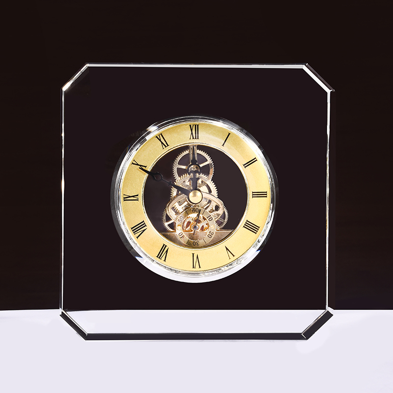 Wholesale Custom Logo Engraving Cube Crystal Table Clock