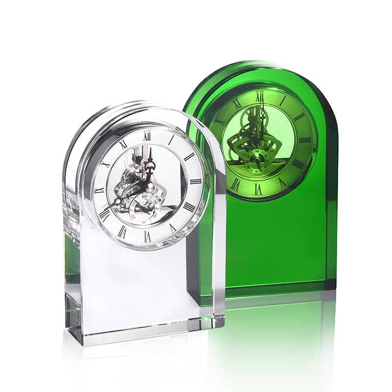 China Factory Wholesale Customized Engraving Crystal Table Clock Wedding Gifts Souvenirs