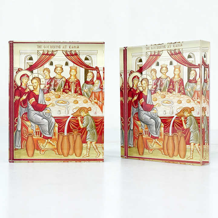 Personalized Holy Family rectangle Shape Glass Crystal Paperweight MH-F0671