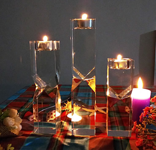 Crystal Block Tealight Candle Holder MH-1902
