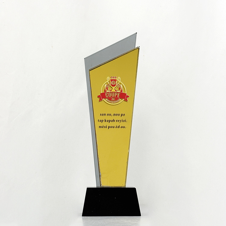 Luxury Gold Silver Mirror Finishing Crystal Glass Awards Plaque Trophy MH-LJ0771