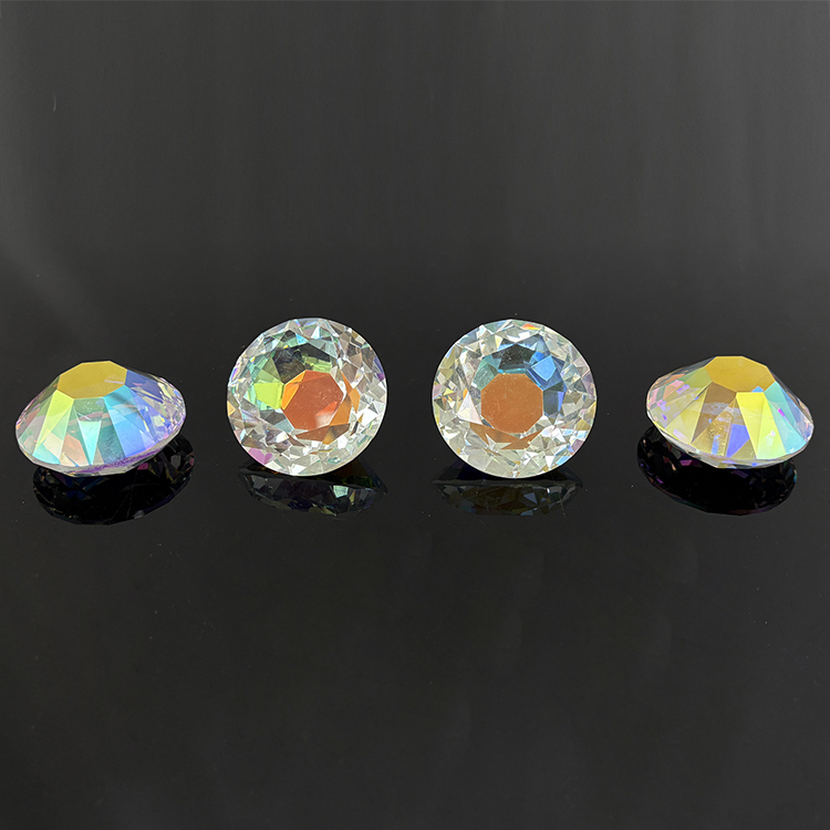 Machine Cut AB Coating Glass Crystal Diamond Wedding with Flat Bottom MH-9518