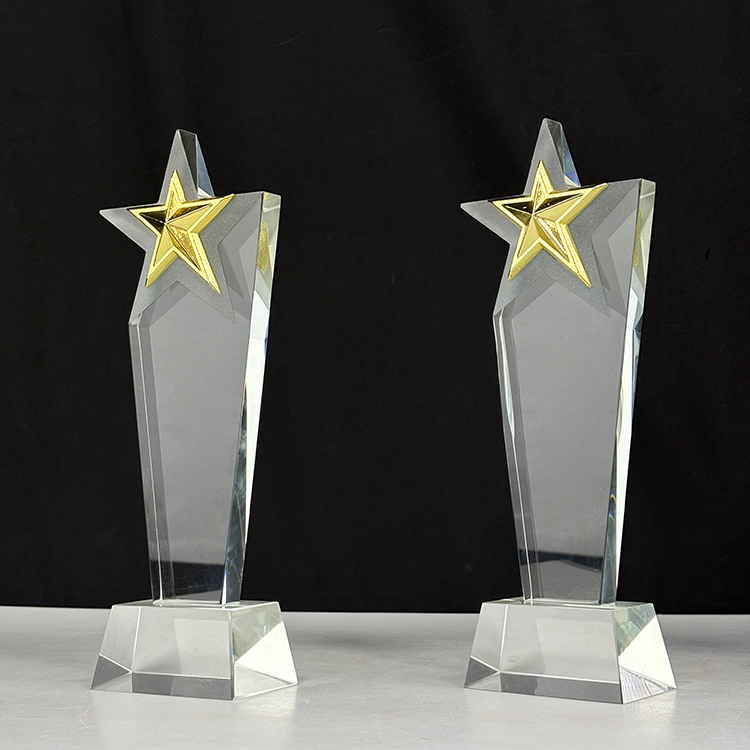 Gold Star Crystal Glass Awards Trophy MH-LJ0818