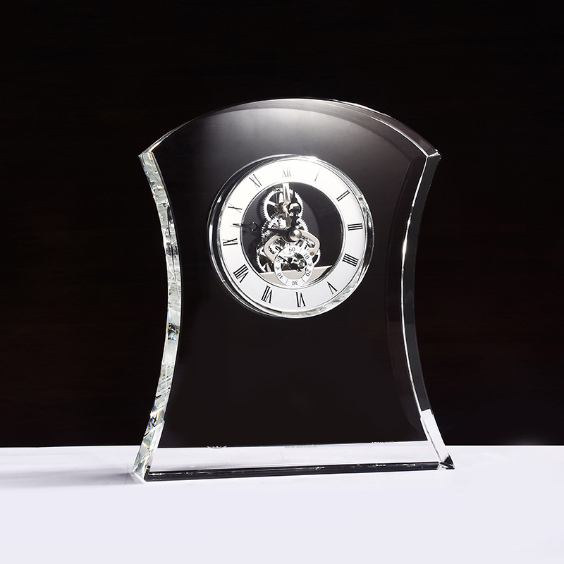 Retirement Souvenir Custom Name Engrave Years Crystal Desk Clock Souvenir