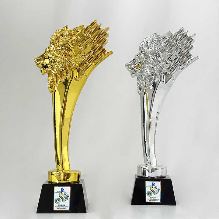 Gold Silver Resin lion Head Crystal Trophy and Award MH-LJ0767