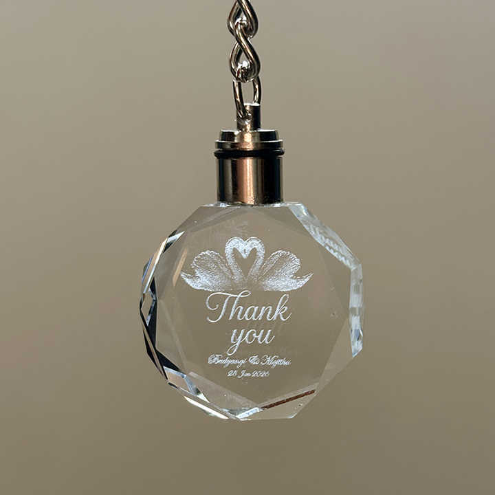 Led Personalized Glass Souvenir Octagon Crystal Keychain