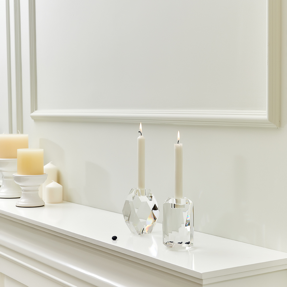 High Quality K9 Solid Glass Crystal Pillar Candle Holder Home Wedding Decor Table Top Clear Crystal Candle Holder