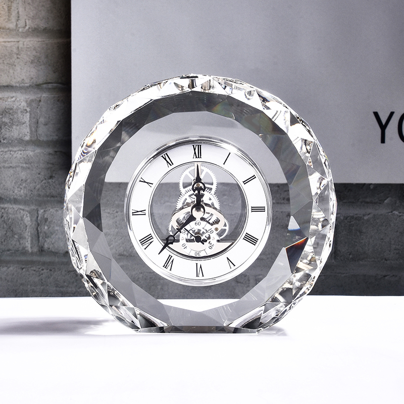 Factory Wholesale Desk and Table Crystal Frame with Quartz Clock