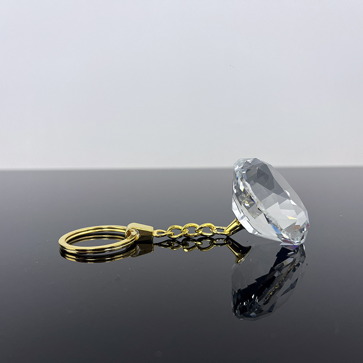 Gold Chain Glass Diamond Shape Crystal Keyring Keychain MH-YS0513