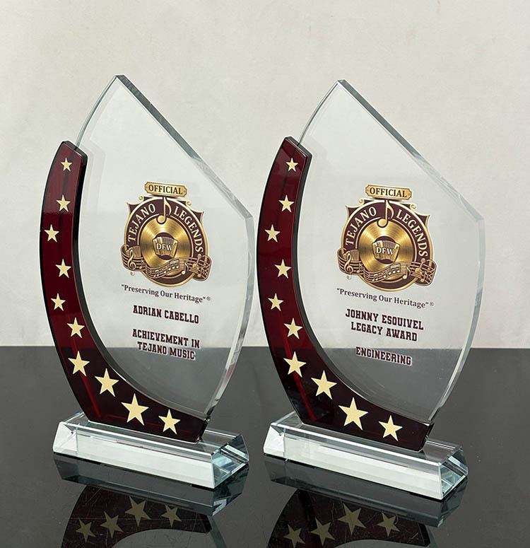 Personalized Maroon Clear Crystal Plaque Glass Trophy MH-FJ0040
