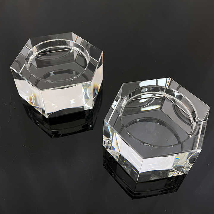 Clear Glass Hexagon Crystal Candle Tealight Holder