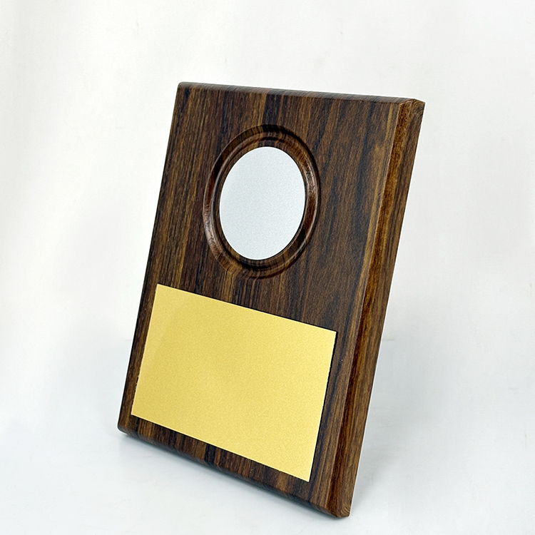 Blank Walnut Plaque Wooden Business Trophy Award with Gold Plate Certificate MH-LJ0809