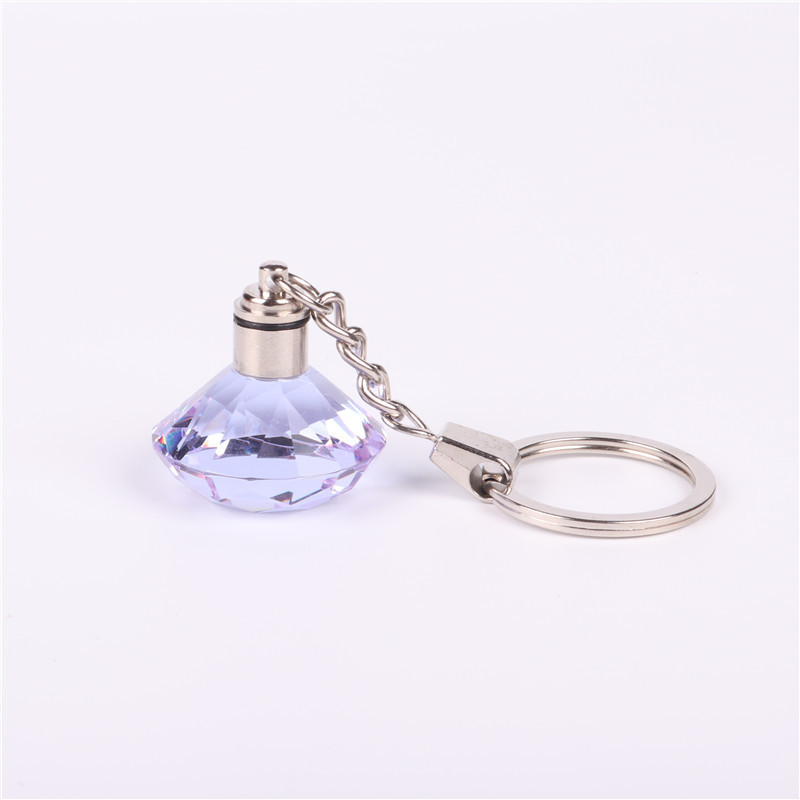 Multi Color Glass Crystal Led Light Diamond Led Keychain MH-YS0515