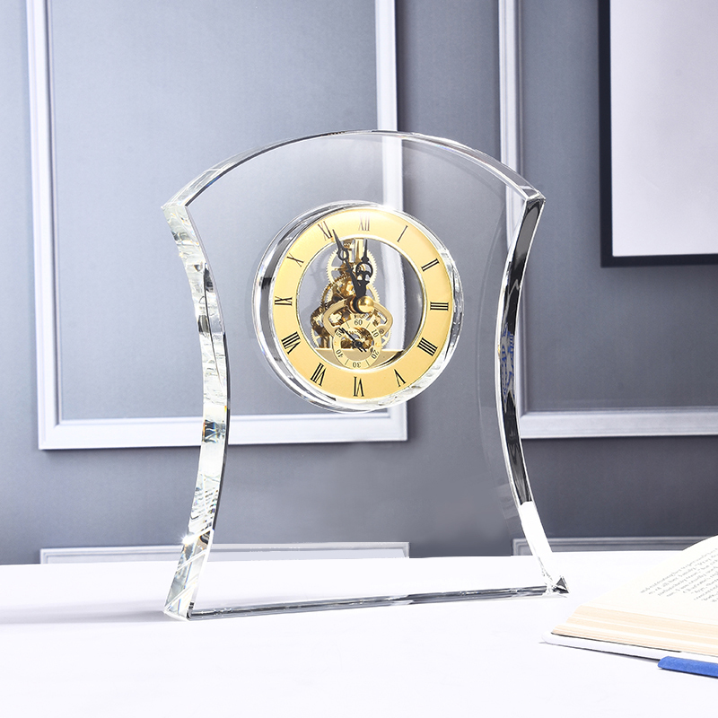Retirement Souvenir Custom Name Engrave Years Crystal Desk Clock Souvenir