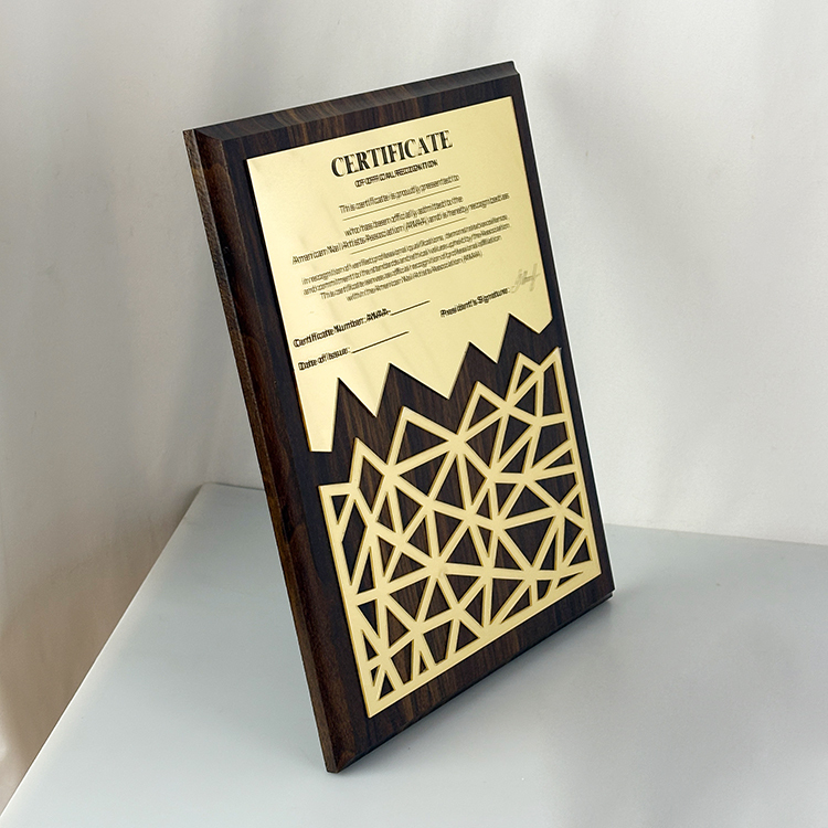 Gold Acrylic Plated Crystal Wooden Certificate Plaque Award Wood Plaques MH-LJ0777