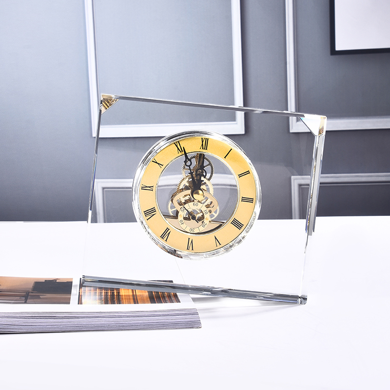 Hot Selling Square Shape Crystal Frame Table Decoration Clock Crystal Crafts