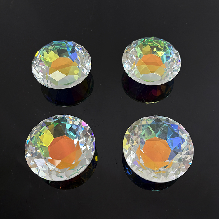Machine Cut AB Coating Glass Crystal Diamond Wedding with Flat Bottom MH-9518