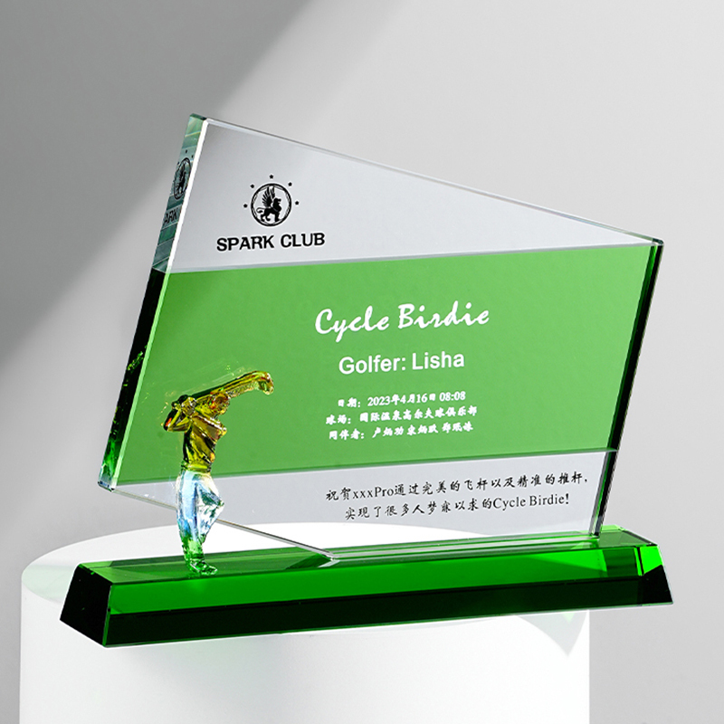 Wholesale Customization Fine Workmanship Clear Souvenir Engraved Golf Crystal Trophy for Golf Competition