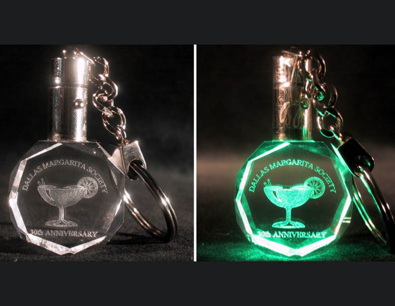 Octagon Crystal Key Chain with Led Light MH-YS0286