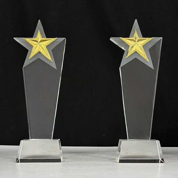 Gold Star Crystal Glass Awards Trophy MH-LJ0818