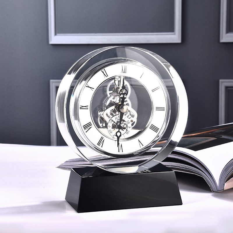 Wholesale Crystal Clock Custom Personalize Engrave K9 Crystal TableClock Souvenir Gifts for Wedding Part Giveaway