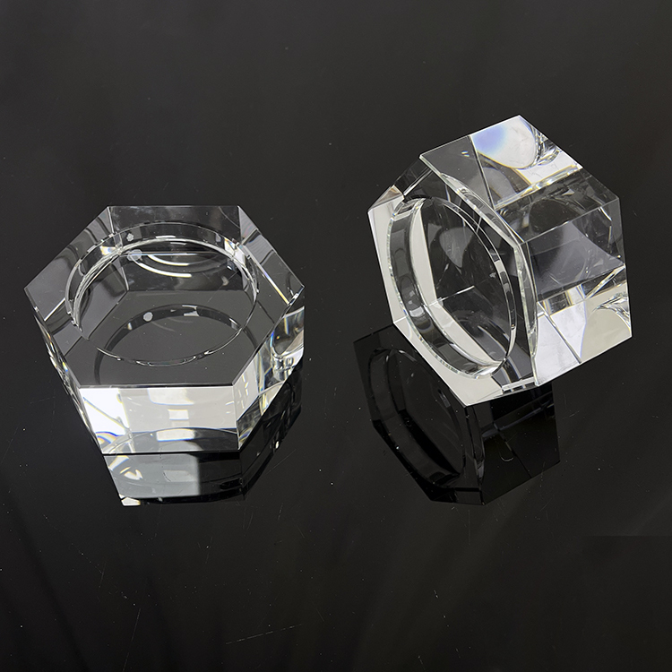 Clear Glass Hexagon Crystal Candle Tealight Holder
