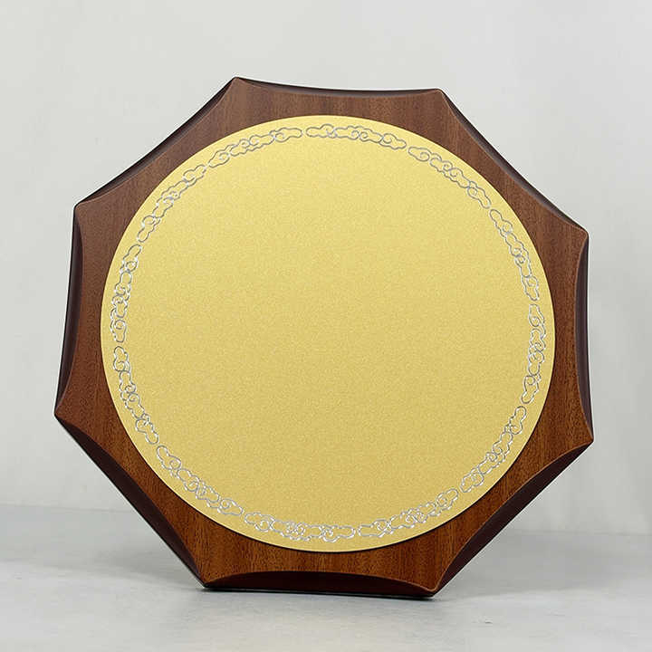 Octagon Wood Certificate with Gold Aluminium Plate Certificate and Awards Customized Wooden Plaque MH-LJ0800