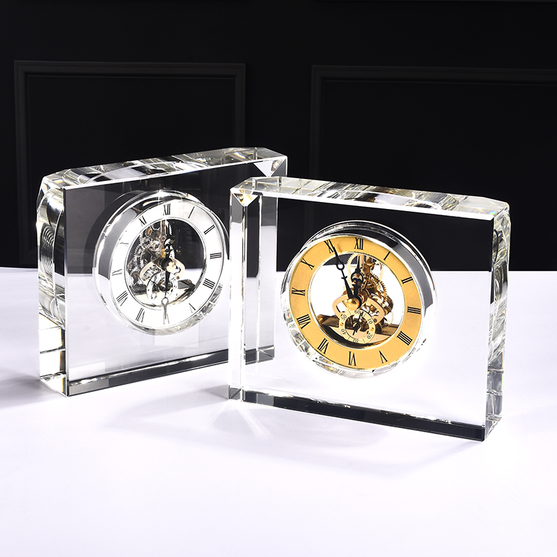 Hot Selling Square Shape Crystal Frame Table Decoration Clock Crystal Crafts