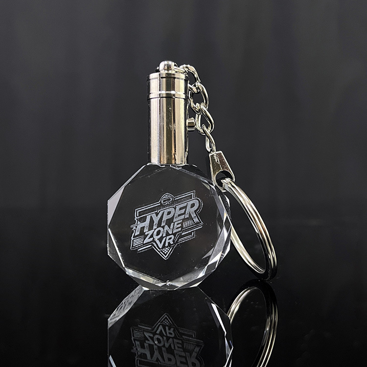 Octagon Crystal Key Chain with Led Light MH-YS0286