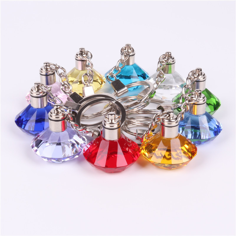 Multi Color Glass Crystal Led Light Diamond Led Keychain MH-YS0515