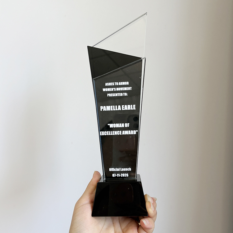 Personalized Black and Clear Crystal Plaque Trophy MH-LJ0793