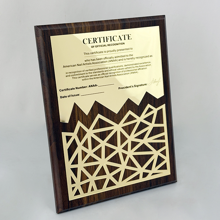 Gold Acrylic Plated Crystal Wooden Certificate Plaque Award Wood Plaques MH-LJ0777