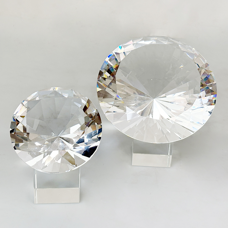 Clear Glass Crystal Gem Diamond Paperweight with Base MH-9524