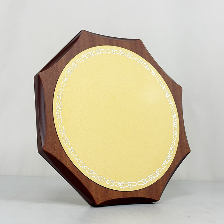 Octagon Wood Certificate with Gold Aluminium Plate Certificate and Awards Customized Wooden Plaque MH-LJ0800