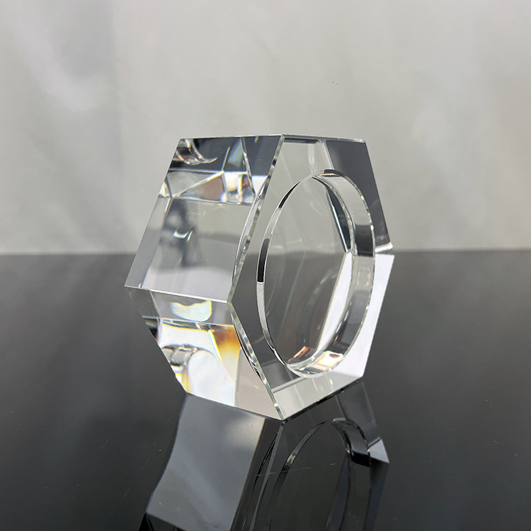 Clear Glass Hexagon Crystal Candle Tealight Holder