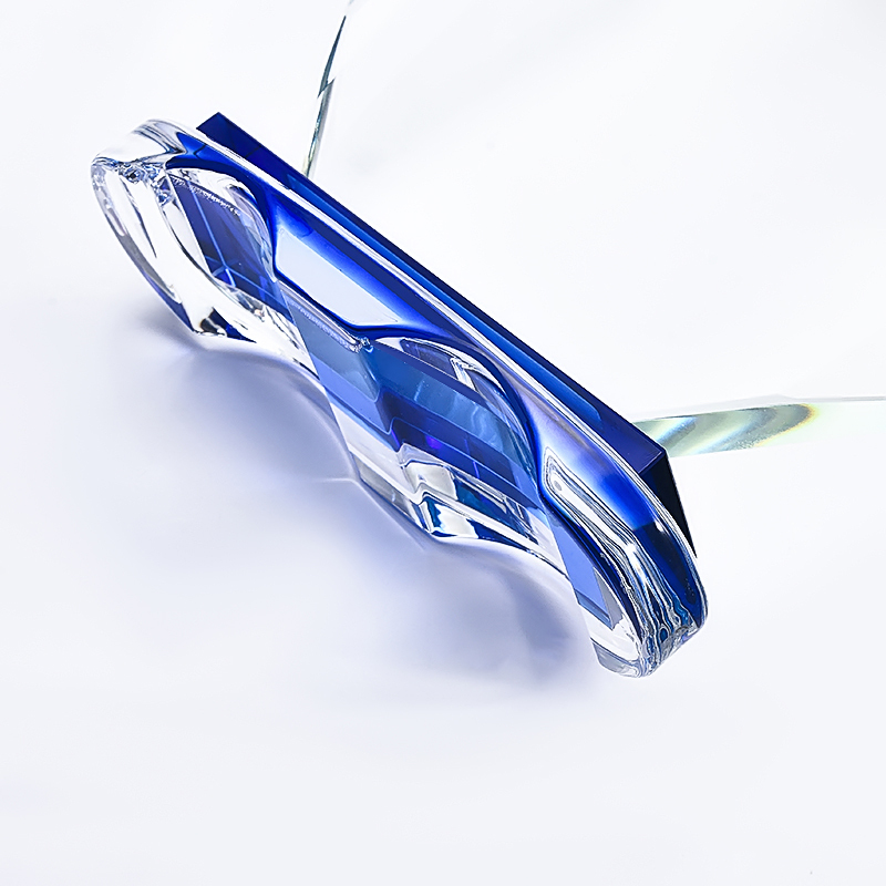 Factory Wholesale K9 Blank Crystal Shield Custom Trophy Engraved Clear Glass Award With Double Base