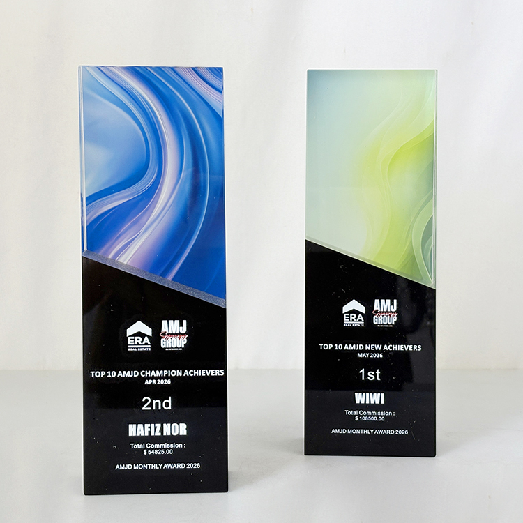 Full Color Optical Crystal Glass Trophy with Black Base MH-LJ0792