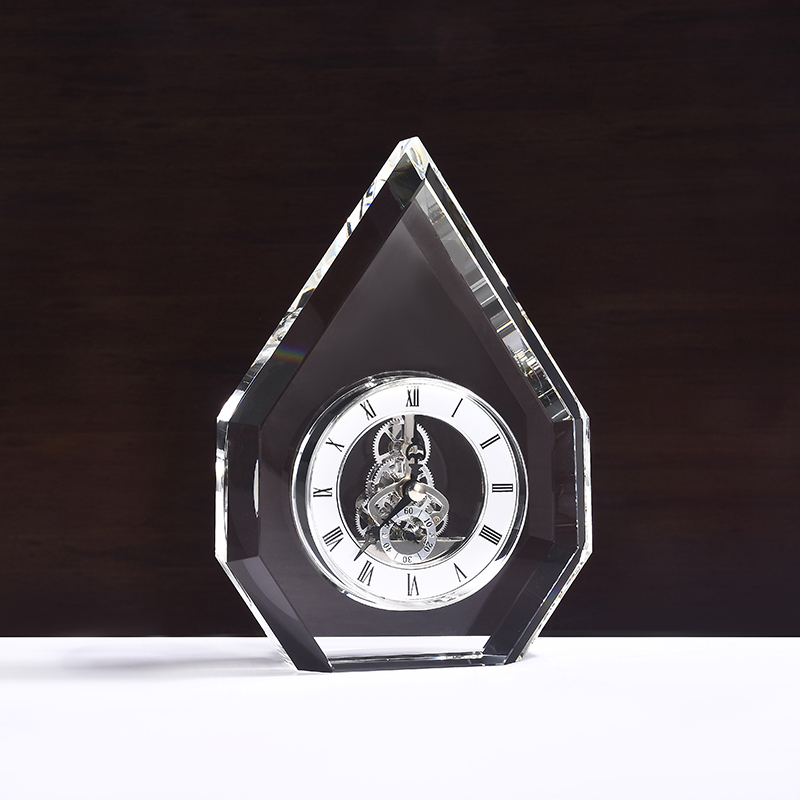 Hand Made Diamond Cutting Quartz Crystal Desk Clock Wedding Souvenir