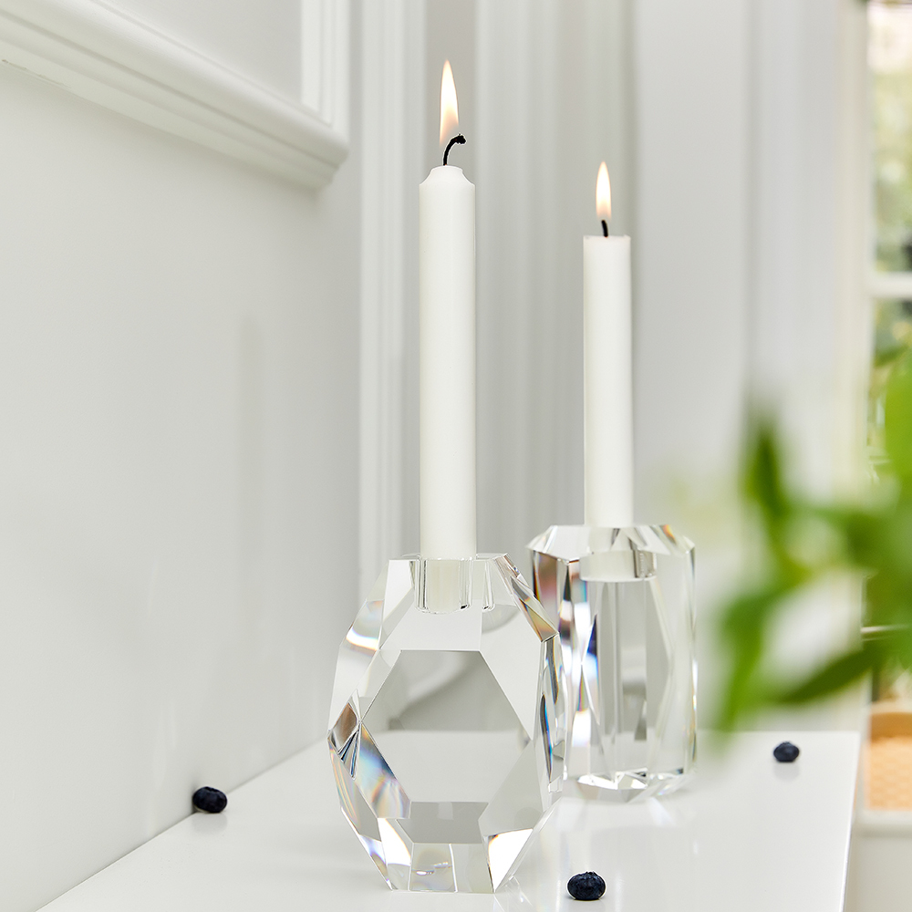 High Quality K9 Solid Glass Crystal Pillar Candle Holder Home Wedding Decor Table Top Clear Crystal Candle Holder