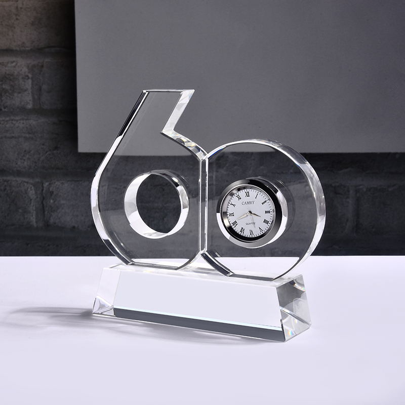 60 Years Company Corporate Retirement Souvenir Recognition Gifts Idea Crystal Clock