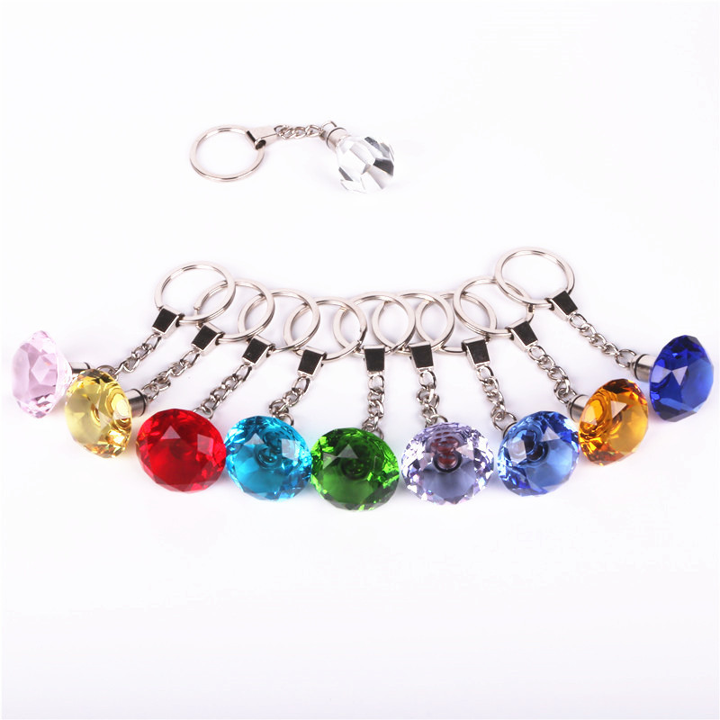 Multi Color Glass Crystal Led Light Diamond Led Keychain MH-YS0515