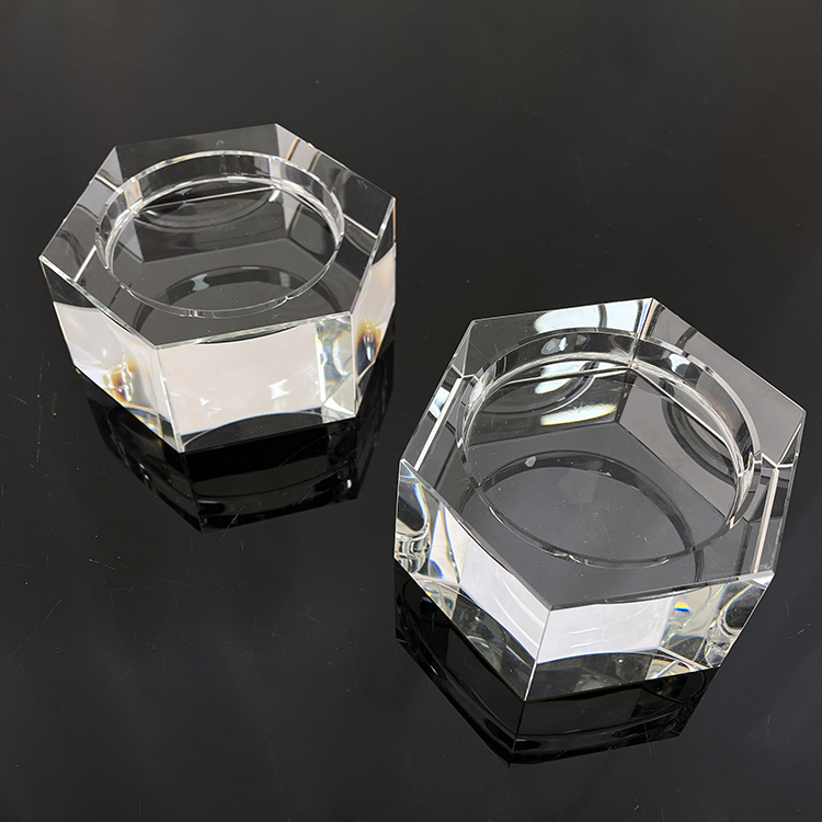 Clear Glass Hexagon Crystal Candle Tealight Holder