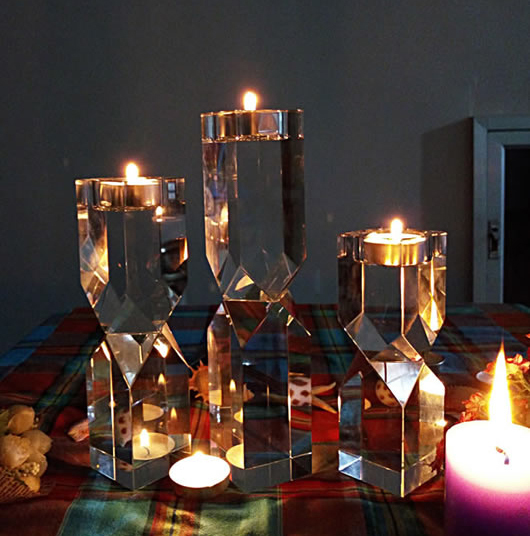 Crystal Block Tealight Candle Holder MH-1902