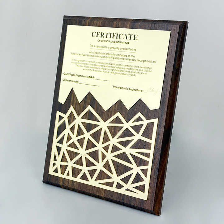 Gold Acrylic Plated Crystal Wooden Certificate Plaque Award Wood Plaques MH-LJ0777