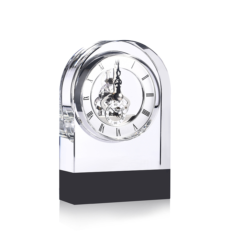 Personalized Honor Engraving Souvenir Gifts Crystal Clock Trophy Plaque Standing
