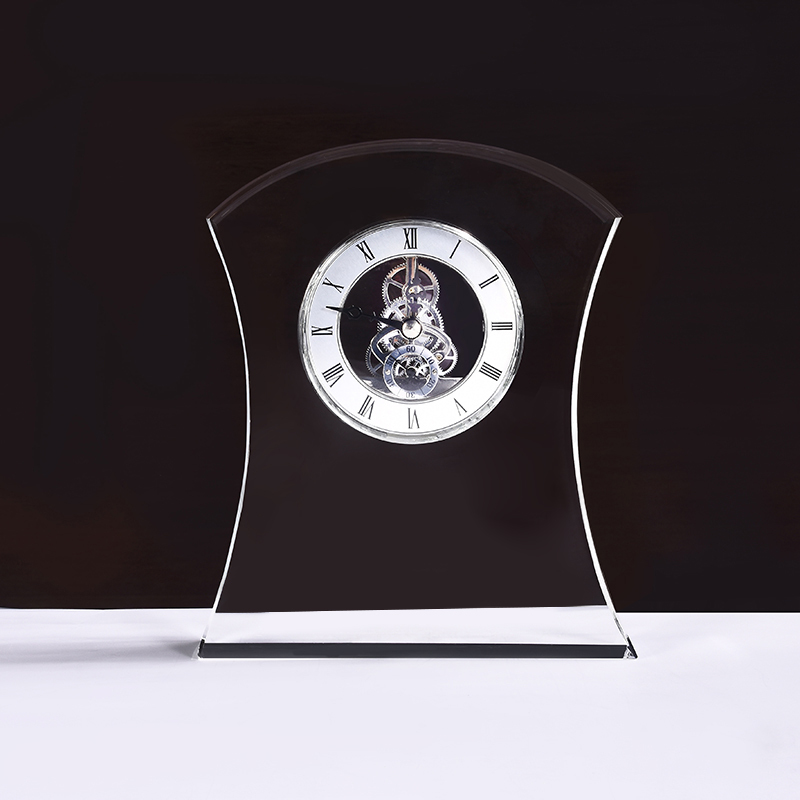 Retirement Souvenir Custom Name Engrave Years Crystal Desk Clock Souvenir