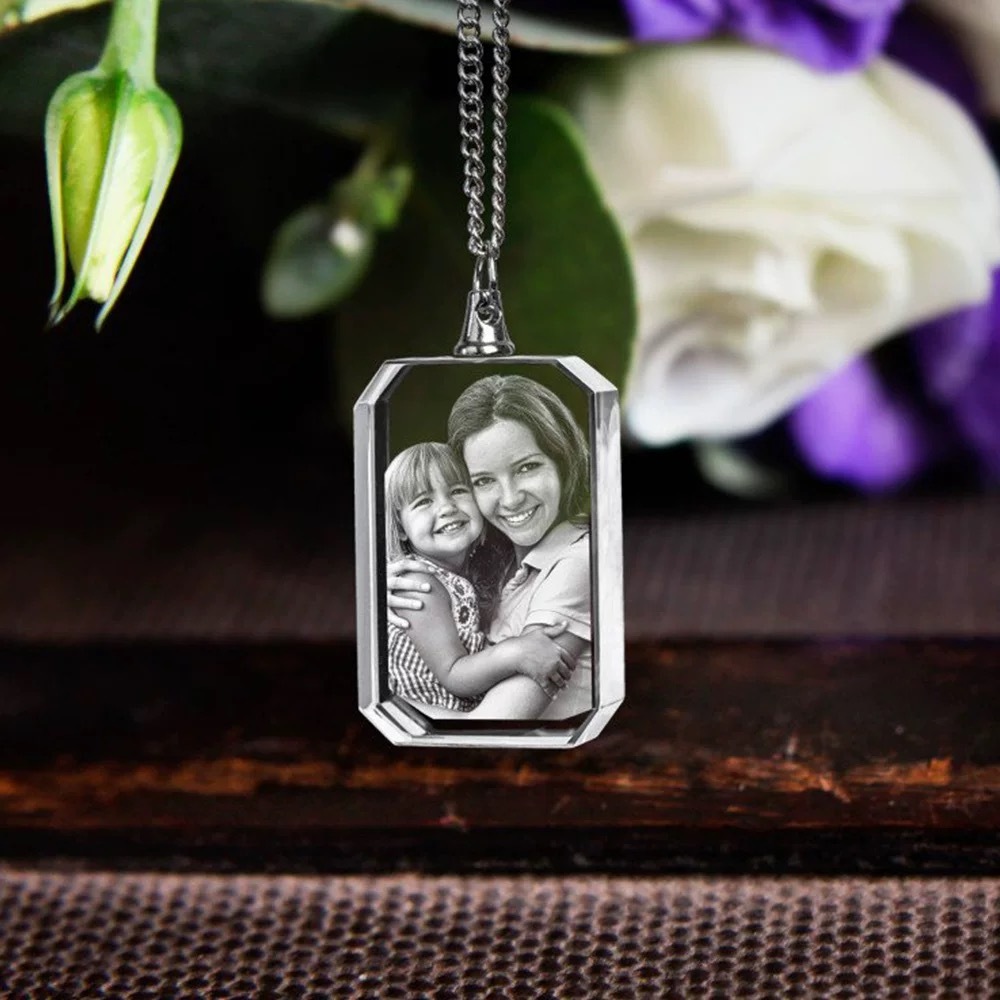 Clear Rectangle Shape Blank Crystal Pendant Custom Crystal Photo Frame Necklace MH-YS0527