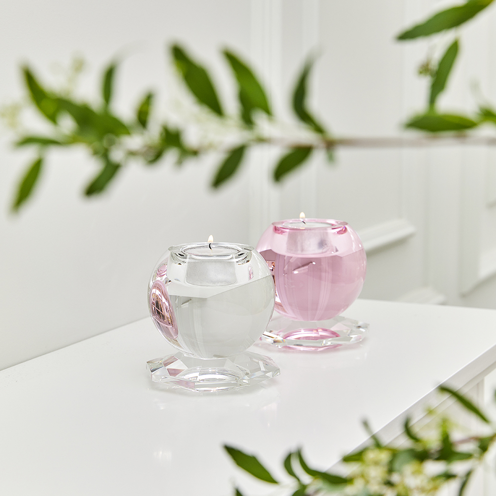 Wholesale Simple Style Transparent Crystal Tealight Candle Holder Decorative Round Small Crystal Candle Holders