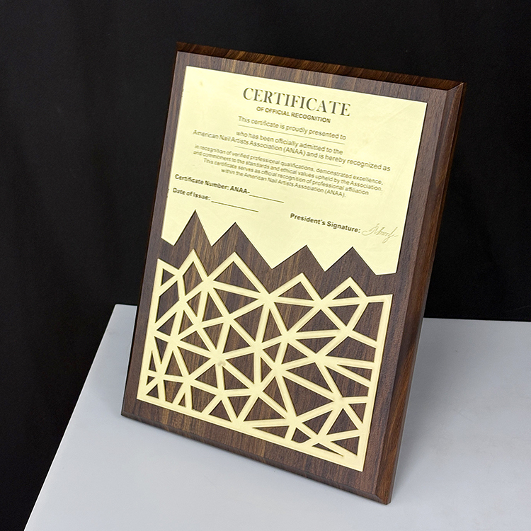 Gold Acrylic Plated Crystal Wooden Certificate Plaque Award Wood Plaques MH-LJ0777
