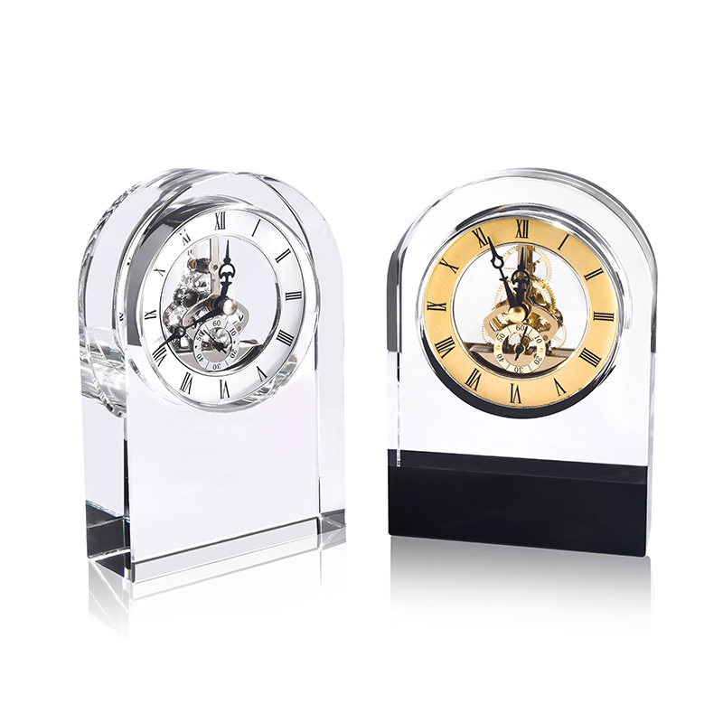 Personalized Honor Engraving Souvenir Gifts Crystal Clock Trophy Plaque Standing
